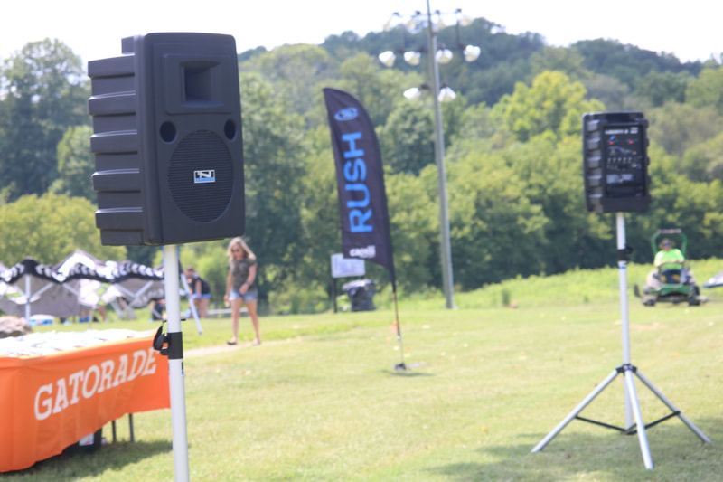 Liberty  2 Speaker Mic System Rented for weekend Rush Soccer Tournament 350 Athletes